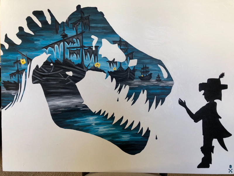 Treasure Paintings by JR Bissell  "Dare to DREAM." T-Rex & Pirate Kid 5