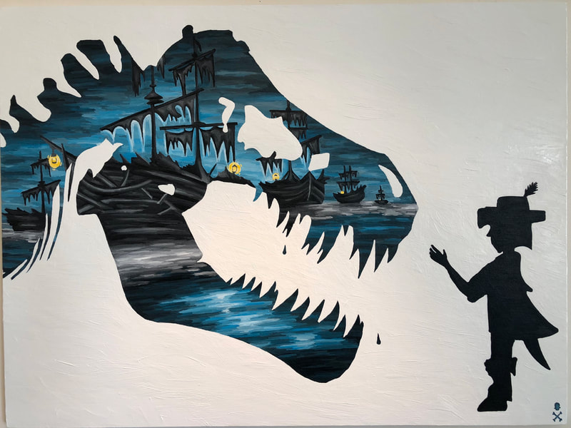 Treasure Paintings by JR Bissell  "Dare to DREAM." T-Rex & Pirate Kid 13