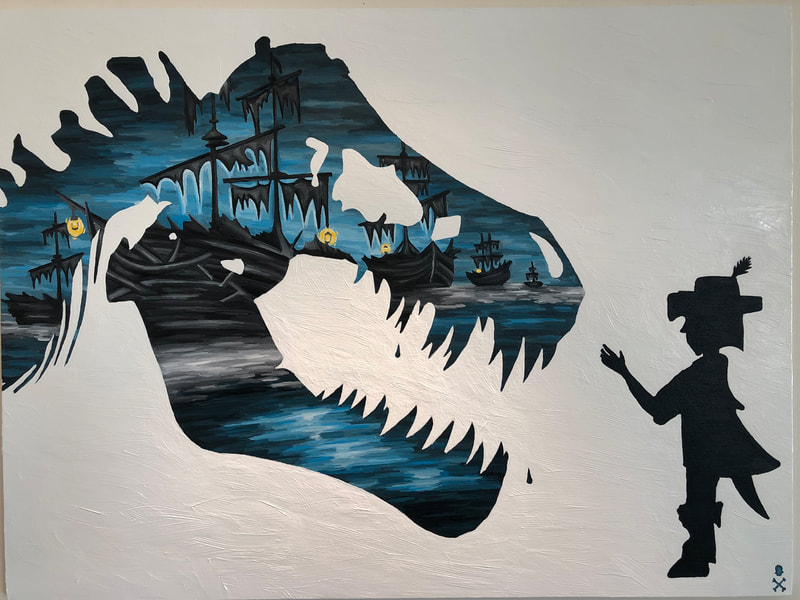 Treasure Paintings by JR Bissell  "Dare to DREAM." T-Rex & Pirate Kid 15