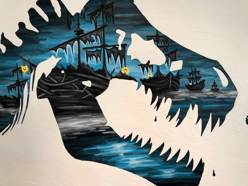 Treasure Paintings by JR Bissell  "Dare to DREAM." T-Rex & Pirate Kid 7