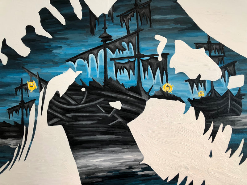 Treasure Paintings by JR Bissell  "Dare to DREAM." T-Rex & Pirate Kid 12