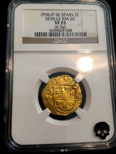 Spain 2 Escudos 1598-1621  "Philip III"  NGC 25 8