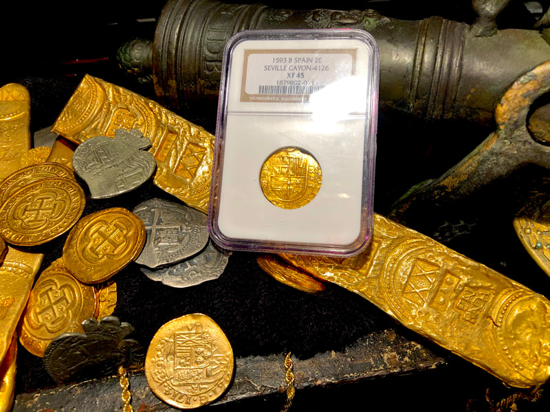 Spain 2 Escudos 1593/2 "Dated!" NGC 45 Pirate Gold Coins Treasures 3