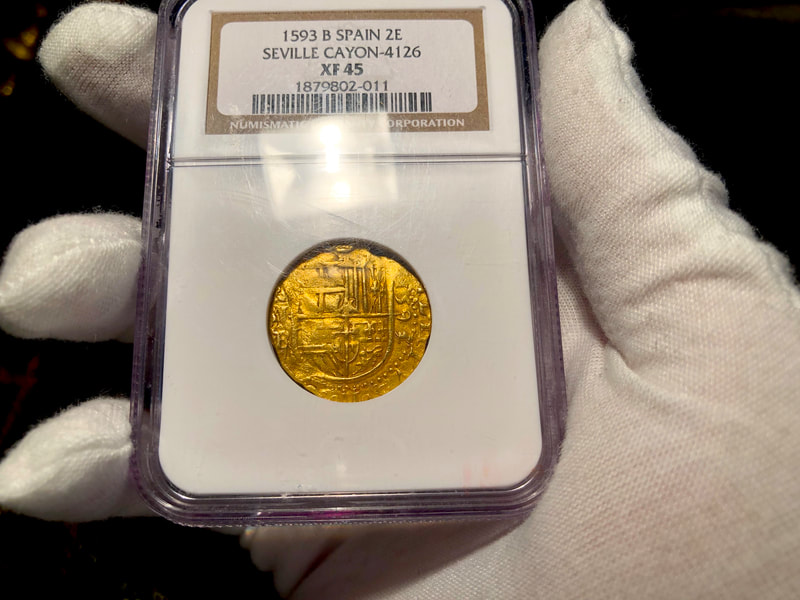 Spain 2 Escudos 1593/2 "Dated!" NGC 45 Pirate Gold Coins Treasures 5