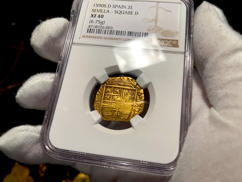 Spain 2 Escudos 1590 "Dated" NGC 40 4