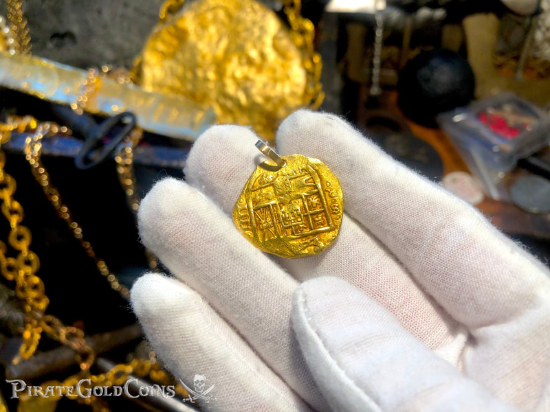 Spain 4 Escudos 1630-47 RAW Pirate Gold Coins Jewelry Treasures 4