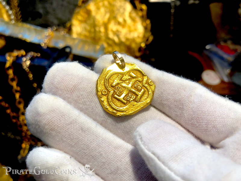 Spain 4 Escudos 1630-47 RAW Pirate Gold Coins Jewelry Treasures 2