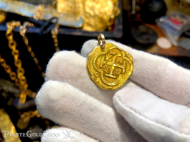Spain 4 Escudos 1630-47 RAW Pirate Gold Coins Jewelry Treasures 6