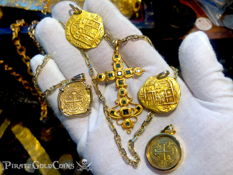 Spain 4 Escudos 1630-47 RAW Pirate Gold Coins Jewelry Treasures 5