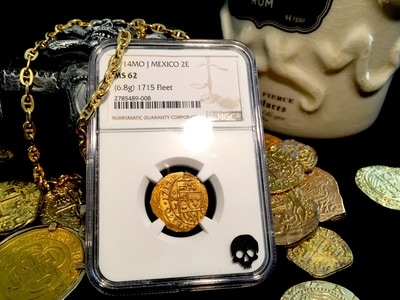 Mexico 2 Escudos 1714 "Full 4 Digit Date - 1715 Plate Fleet"  NGC 62 8