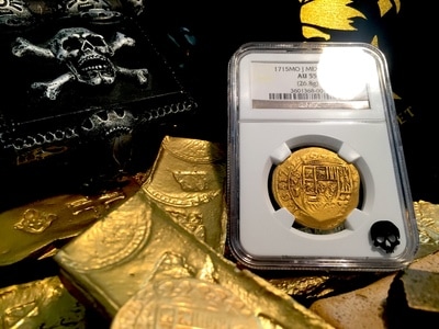 Mexico  8 Escudos  1715  "Full Date - 1715 Plate Fleet Shipwreck"  NGC 55 3