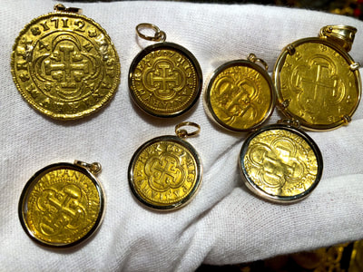 Spain 1 Escudo 1607 "2 Year Coin Type" Crystal and Gold Bezel Pirate Gold Coins 9