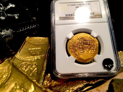 Mexico  8 Escudos  1715  "Full Date - 1715 Plate Fleet Shipwreck"  NGC 55 4