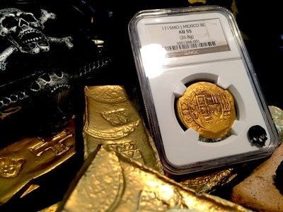 Mexico  8 Escudos  1715  "Full Date - 1715 Plate Fleet Shipwreck"  NGC 55 10