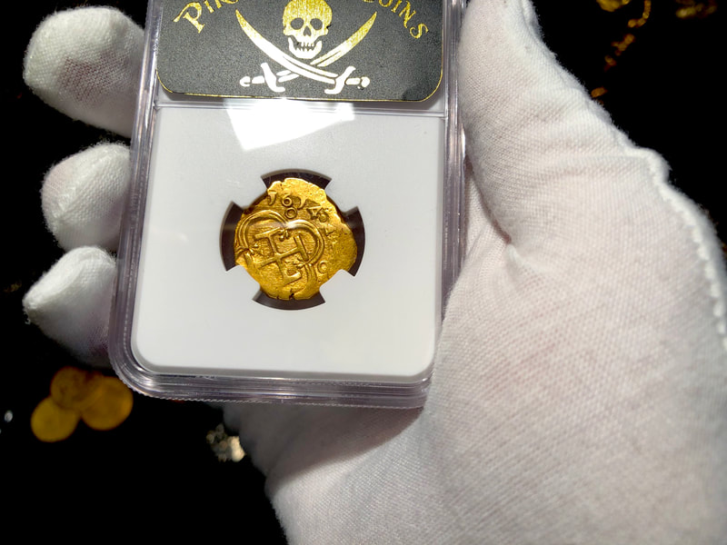 Spain 2 Escudos 1614 "Full 4 Digit Date" NGC 45​ Pirate Gold Coins 2