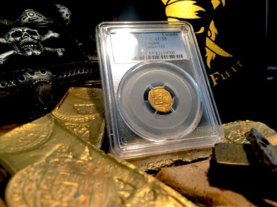​Spain  1 Escudo 1556-98  "Visible SB"   Gold Doubloon Coin  PCGS 35 2