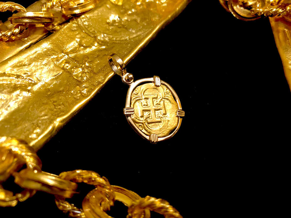 2 Escudos 24kt Gold Pendant Jewelry Treasure Coin