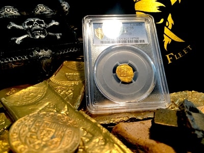 ​Spain  1 Escudo 1556-98  "Visible SB"   Gold Doubloon Coin  PCGS 35 3