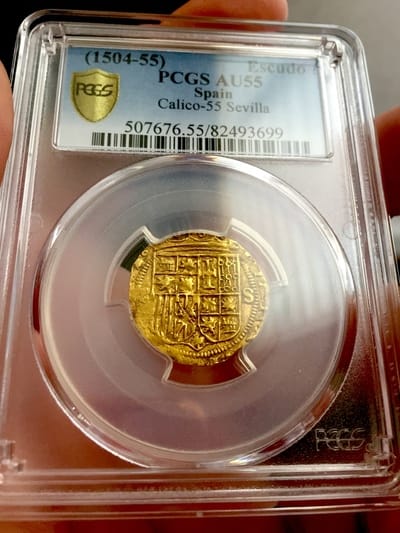 Spain 1 Escudo 1504-55  "King Charles V"  PCGS 55 9