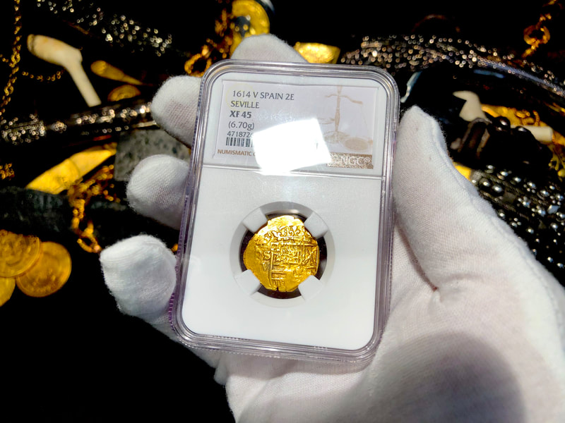 Spain 2 Escudos 1614 "Full 4 Digit Date" NGC 45​ Pirate Gold Coins 3