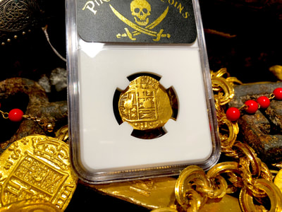 Spain 2 Escudo 1617 "Full Date" NGC 50 Pirate Gold Coins Treasure 10