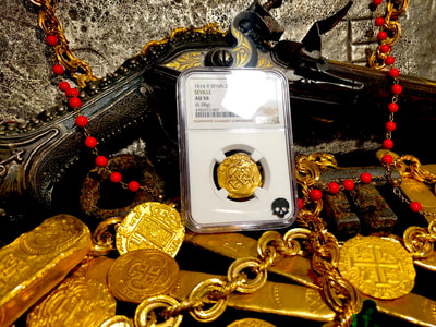 Spain 2 Escudos 1614 "Full 4 Digit Date" NGC 58 Pirate Gold Coins 11