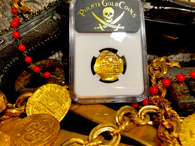 Spain 2 Escudos 1614 "Full 4 Digit Date" NGC 58 Pirate Gold Coins 10