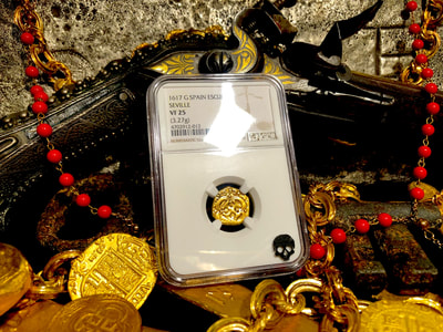 Spain 1 Escudo 1617 "Full 4 Digit Date" NGC 25 Pirate Gold Coins 6