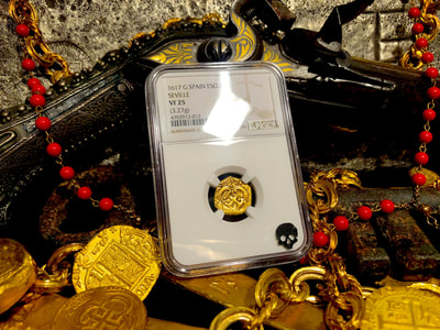 Spain 1 Escudo 1617 "Full 4 Digit Date" NGC 25 Pirate Gold Coins 7