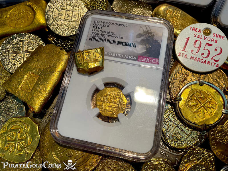 Colombia 2 Escudos 1700-13 "1715 Fleet Shipwreck" NGC UNC Dets 12