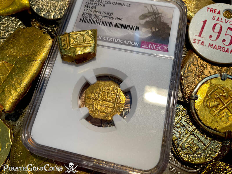 Colombia 2 Escudos 1700-13 "1715 Fleet Shipwreck" NGC UNC Dets 8