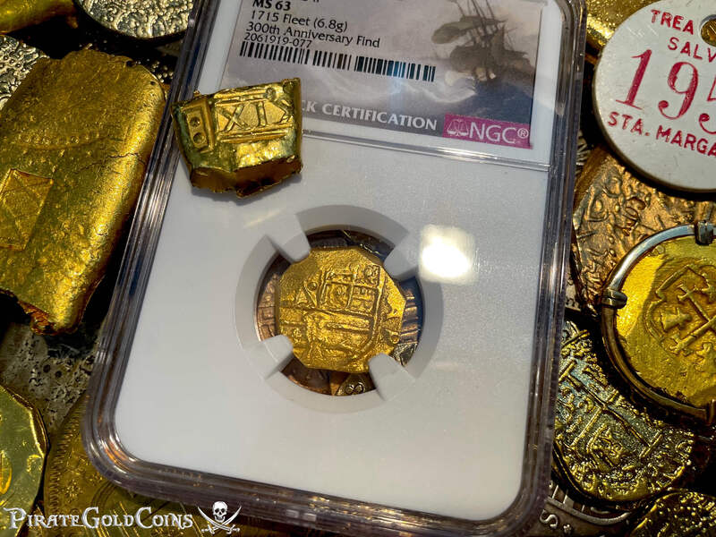 Colombia 2 Escudos 1700-13 "1715 Fleet Shipwreck" NGC UNC Dets 15