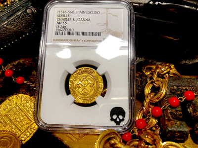 Spain 1 Escudo 1516-56 "Charles & Joanna" NGC 55 4