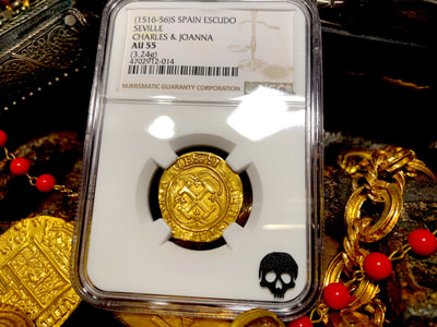 Spain 1 Escudo 1516-56 "Charles & Joanna" NGC 55 2