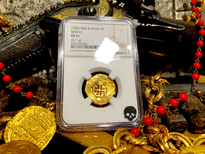Spain 2 Escudos 1556-98 "Incredible Cross" NGC 35 5