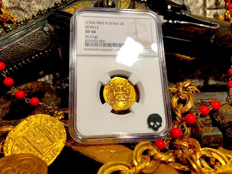 Spain 2 Escudos 1556-98 "Incredible Cross" NGC 40