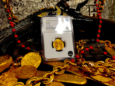 Spain 2 Escudos 1556-98 "Incredible Cross" NGC 40 3