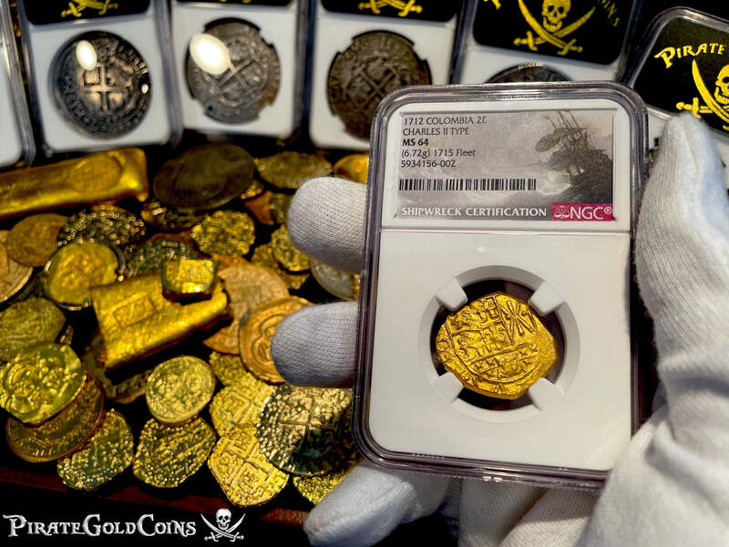 Colombia 2 Escudos 1712 "Fleet Shipwreck, 2nd Finest Known!" NGC 64 9