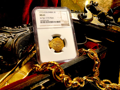 Colombia 2 Escudos 1713 "Finest Known - Dated!" 1715 Fleet Shipwreck  NGC 63 2