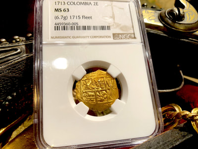 Colombia 2 Escudos 1713 "Finest Known - Dated!" 1715 Fleet Shipwreck  NGC 63 8