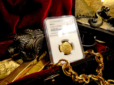 Colombia 2 Escudos 1713 "Finest Known - Dated!" 1715 Fleet Shipwreck  NGC 63 6