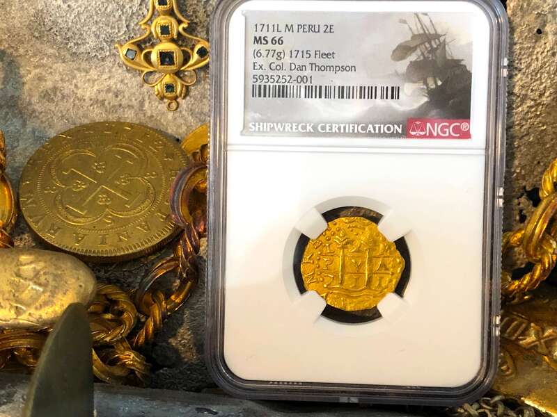 Peru 2 Escudos 1711 "From the 1715 Fleet Shipwreck" NGC 66 5