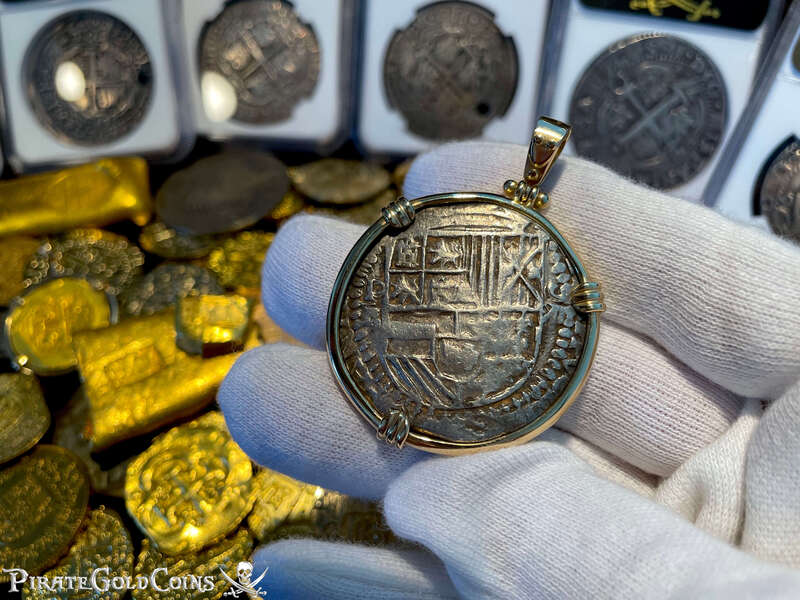 Bolivia 8 Reales "Panama Hoard 1629" 14kt Bezel 9