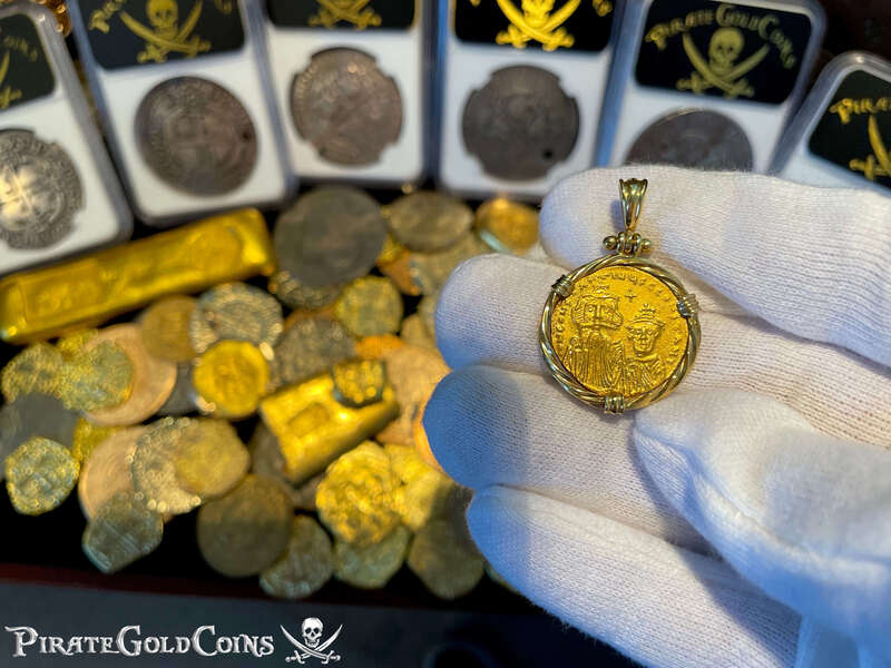 Byzantine Empire 641-668AD Solidus "Constans II" 18kt Bezel 8