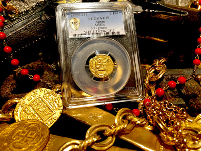 Spain 2 Escudos 1556-1621 "Philip III" PCGS 35 Pirate Gold Coins 3