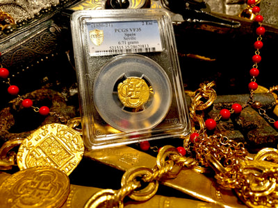 Spain 2 Escudos 1556-1621 "Philip III" PCGS 35 Pirate Gold Coins 7