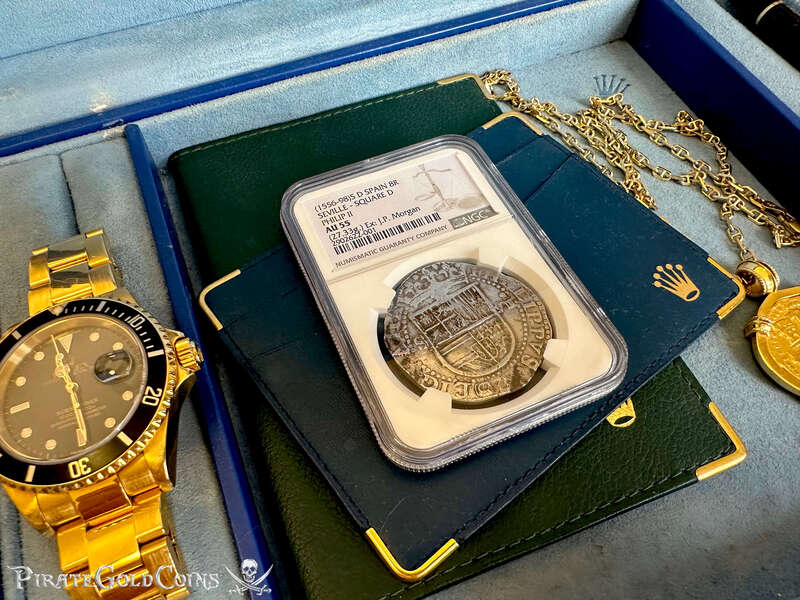 Spain 8 Reales 1556-98 "J.P. Morgan's Personal Coin!" from King Farouk of Egypt 8