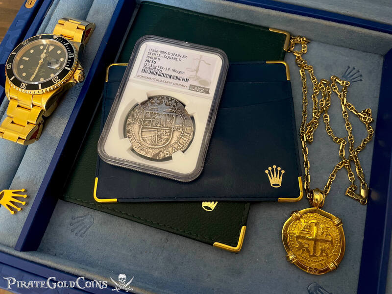 Spain 8 Reales 1556-98 "J.P. Morgan's Personal Coin!" from King Farouk of Egypt 24