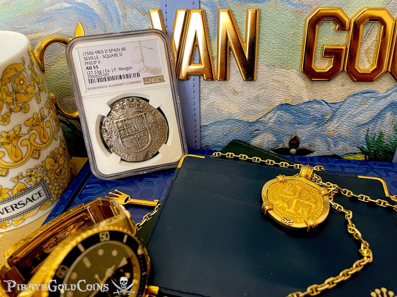 Spain 8 Reales 1556-98 "J.P. Morgan's Personal Coin!" from King Farouk of Egypt 2