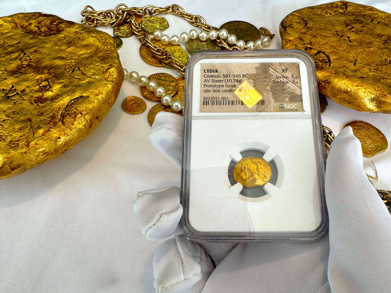 Lydia Stater 'First Gold Coinage' Heavy Weight NGC XF 5x3 2
